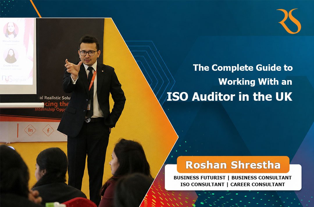 Business team working with an ISO Auditor in the UK